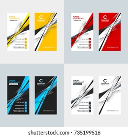 Vertical business card vector template. Flat style vector illustration. Stationery print design. Set of 4 color variations