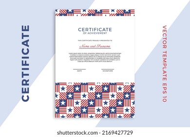 Vertical business diploma mockup for graduation or course completion. Modern design of certificate of appreciation template with stars geometric pattern. Vector background EPS 10