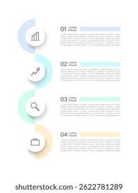 Modelo de infográfico comercial ou de marketing vertical com ícones. Infográfico de linha de tempo de modelo minimalista