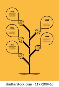 Vertical Business presentation concept with 5 options. Vector infographic of technology process with 5 steps. Web Template of tree, info chart or diagram with icons.
