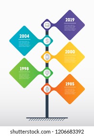Vertical Business presentation concept with 5 points. Vector infographic of technology or education process with 5 steps. Web Template of tree, info chart or diagram.