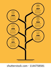 Vertical Business presentation concept with 6 options. Vector infographic of technology or education process with 6 steps. Web Template of service tree, info chart or diagram with icons.