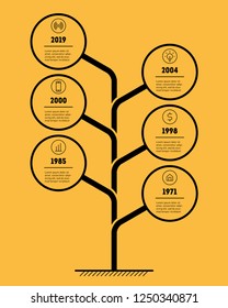 Vertical Business presentation concept with 6 points or options. Vector infographic of technology or education process with 6 steps. Web Template of service tree, info chart or diagram with icons.