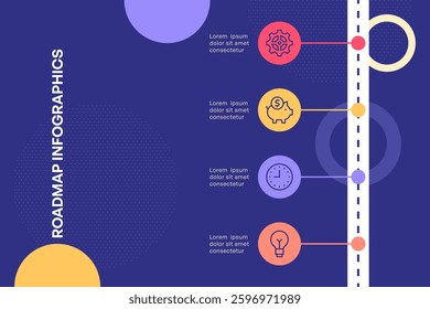Vertical Business Roadmap Infographic with Step-by-Step Milestones Vector Illustration