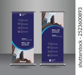 Vertical Business Roll Up  Banner Design, Signboard Advertising Brochure Flyer Template Vector X-banner and Street Business Flag of Convenience, Layout Background.

