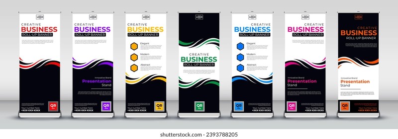 vertical business roll up Banner Design set for Street Business, events, presentations, meetings, annual events, exhibitions