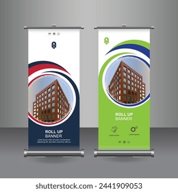 Vertical Business Roll Up  Banner Design, Signboard Advertising Brochure Flyer Template Vector X-banner and Street Business Flag of Convenience, Layout Background.