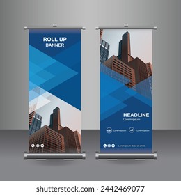 Vertical Business Roll Up  Banner Design, Signboard Advertising Brochure Flyer Template Vector X-banner and Street Business Flag of Convenience, Layout Background.