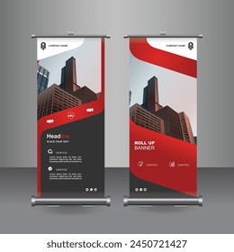 Vertical Business Roll Up  Banner Design, Signboard Advertising Brochure Flyer Template Vector X-banner and Street Business Flag of Convenience, Layout Background.