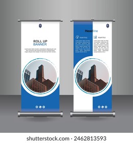 Vertical Business Roll Up  Banner Design, Signboard Advertising Brochure Flyer Template Vector X-banner and Street Business Flag of Convenience, Layout Background.