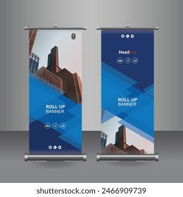 Vertical Business Roll Up  Banner Design, Signboard Advertising Brochure Flyer Template Vector X-banner and Street Business Flag of Convenience, Layout Background.