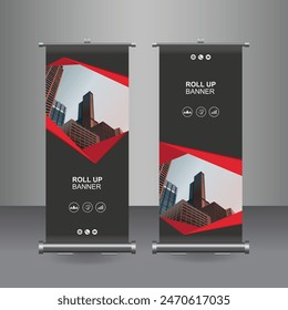 Vertical Business Roll Up  Banner Design, Signboard Advertising Brochure Flyer Template Vector X-banner and Street Business Flag of Convenience, Layout Background.