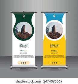 Vertical Business Roll Up  Banner Design, Signboard Advertising Brochure Flyer Template Vector X-banner and Street Business Flag of Convenience, Layout Background.
