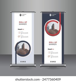 
Vertical Business Roll Up  Banner Design, Signboard Advertising Brochure Flyer Template Vector X-banner and Street Business Flag of Convenience, Layout Background.
