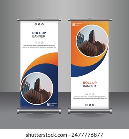 
Vertikale Business Roll Up Banner Design, Signboard Werbung Broschüre Flyer Vorlage Vektorgrafik X-Banner und Street Business Flag of Convenience, Layout Hintergrund.
