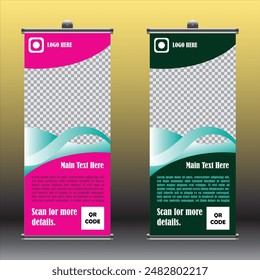 Vertical Business Roll Up Banner Design, Signboard Advertising Brochure Flyer Template Vector X-banner and Street Business Flag of Convenience, Layout Background.
