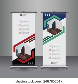 Vertical Business Roll Up  Banner Design, Signboard Advertising Brochure Flyer Template Vector X-banner and Street Business Flag of Convenience, Layout Background.