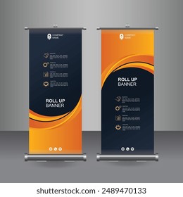 Vertical Business Roll Up  Banner Design, Signboard Advertising Brochure Flyer Template Vector X-banner and Street Business Flag of Convenience, Layout Background.