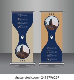 Vertical Business Roll Up  Banner Design, Signboard Advertising Brochure Flyer Template Vector X-banner and Street Business Flag of Convenience, Layout Background.