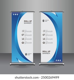 Vertical Business Roll Up  Banner Design, Signboard Advertising Brochure Flyer Template Vector X-banner and Street Business Flag of Convenience, Layout Background