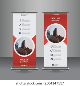 Vertical Business Roll Up  Banner Design, Signboard Advertising Brochure Flyer Template Vector X-banner and Street Business Flag of Convenience, Layout Background.