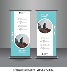 Vertical Business Roll Up  Banner Design, Signboard Advertising Brochure Flyer Template Vector X-banner and Street Business Flag of Convenience, Layout Background.