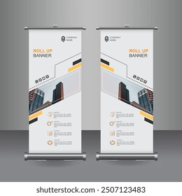 Vertical Business Roll Up  Banner Design, Signboard Advertising Brochure Flyer Template Vector X-banner and Street Business Flag of Convenience, Layout Background.