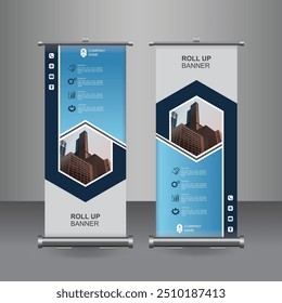 Vertical Business Roll Up  Banner Design, Signboard Advertising Brochure Flyer Template Vector X-banner and Street Business Flag of Convenience, Layout Background.