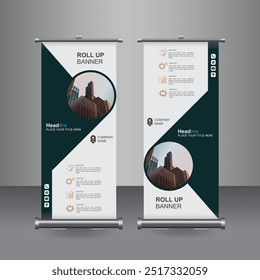 Vertical Business Roll Up  Banner Design, Signboard Advertising Brochure Flyer Template Vector X-banner and Street Business Flag of Convenience, Layout Background.
