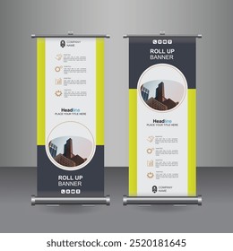 Vertical Business Roll Up  Banner Design, Signboard Advertising Brochure Flyer Template Vector X-banner and Street Business Flag of Convenience, Layout Background.