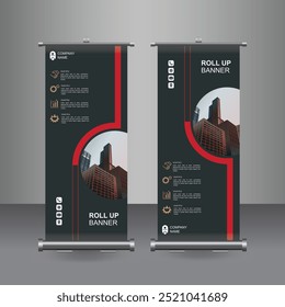 Vertical Business Roll Up  Banner Design, Signboard Advertising Brochure Flyer Template Vector X-banner and Street Business Flag of Convenience, Layout Background.

