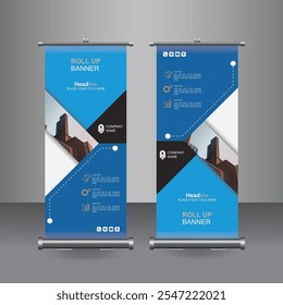 Vertical Business Roll Up  Banner Design, Signboard Advertising Brochure Flyer Template Vector X-banner and Street Business Flag of Convenience, Layout Background.