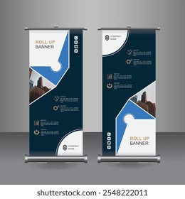 Vertikale Business Roll Up Banner Design, Signboard Werbung Broschüre Flyer Vorlage Vektor X-Banner und Street Business Flag of Convenience, Layout Hintergrund.