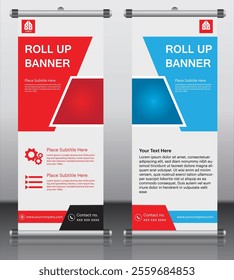 Vertical Business Roll Up Banner Design, Signboard Advertising Brochure Flyer Template Vector X-banner