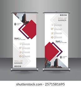 Vertical Business Roll Up  Banner Design, Signboard Advertising Brochure Flyer Template Vector X-banner and Street Business Flag of Convenience, Layout Background.