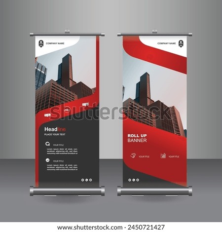 Vertical Business Roll Up  Banner Design, Signboard Advertising Brochure Flyer Template Vector X-banner and Street Business Flag of Convenience, Layout Background.