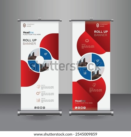 Vertical Business Roll Up  Banner Design, Signboard Advertising Brochure Flyer Template Vector X-banner and Street Business Flag of Convenience, Layout Background.