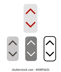 Vertical buttons with arrows  up and down. Vector icons