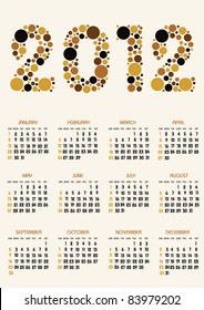 vertical calendar 2012 year with retro dots theme
