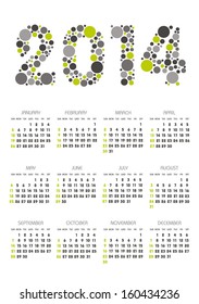 vertical calendar 2014 year with retro dots theme