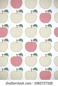 Vertical card with cartoon apples. Vector illustration. 