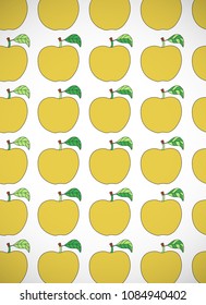 Vertical card with cartoon yellow apples. Vector illustration. 