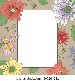 Vertical Card with flowers. flowers background