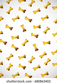 Vertical card. Pattern with gold or yellow metallic bones on white background. Good for surface design, wrapping paper, greeting card, textile, fabric, wallpaper.
