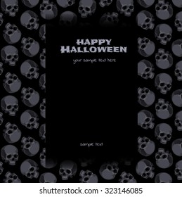 vertical card with space for text and the texture of the skulls of man gray for a poster, invitation or other postcard. Halloween. Vector.