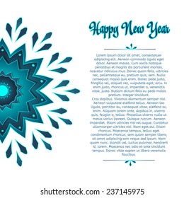 Vertical card template with a blue snowflake. Place for your text. Vector