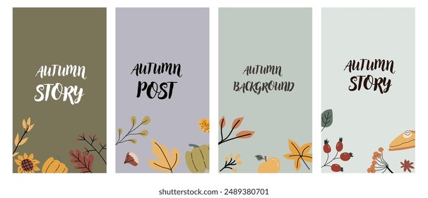 Vertical card template for fall autumn holidays. Banner for thanksgiving holiday, october seasonal celebration design.