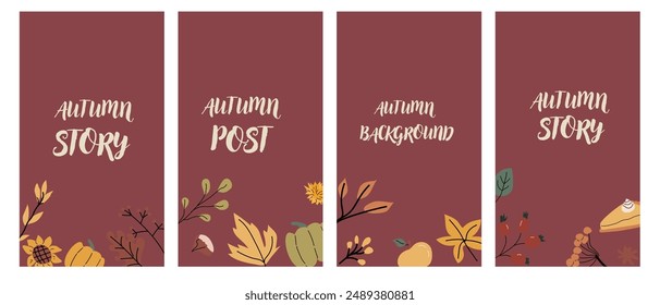 Vertical card template for fall autumn holidays. Banner for thanksgiving holiday, october seasonal celebration design.
