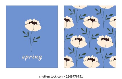 Vertical cards with blossomed spring flowers. Romantic floral background. International Women's Day, 8 march concept. Modern flat vector illustration of beautiful blooming plants