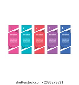 vertical cards infographic template. five option informational templates. business, education, annual report, magazine, web, internet infographic template
